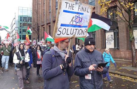 Jewish activist captures hate at London pro-Palestinian march, December 9, 2023. (photo credit: @_Jacker_)