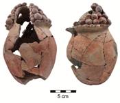 Un modle de silo en argile, vieux de 7 200 ans, retrouv  Tel Tsaf, dans la valle du Jourdain. (Crdit : autorisation) 