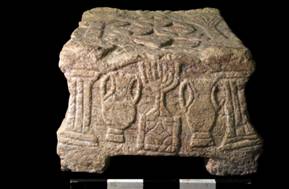  Magdala stone exhibited for the first time in Israel at Yigal Allon Center  (photo credit: EINAT AMBAR ARMON/ISRAEL ANTIQUITIES AUTHORITY)