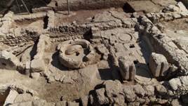 Pressoir  huile dans le domaine samaritain dcouvert lors de fouilles  Kfar Qasim