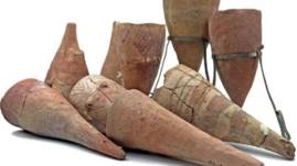 Cone-shaped clay vessels, known as cornets, found across hundreds of sites in Israel and Jordan, February 27, 2026.