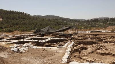 A partial view of a settlement from the Neolithic Period (New Stone Age), discovered during archaeological excavations by the Israel Antiquities Authority near Motza Junction, about 5 km west of Jerusalem,  July 16, 2019; file photo.